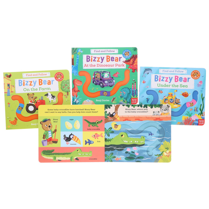 Bizzy Bear: Find and Follow Series by Benji Davies 4 Books Collection Set - Ages 2-5 - Board Book 0-5 Nosy Crow Ltd