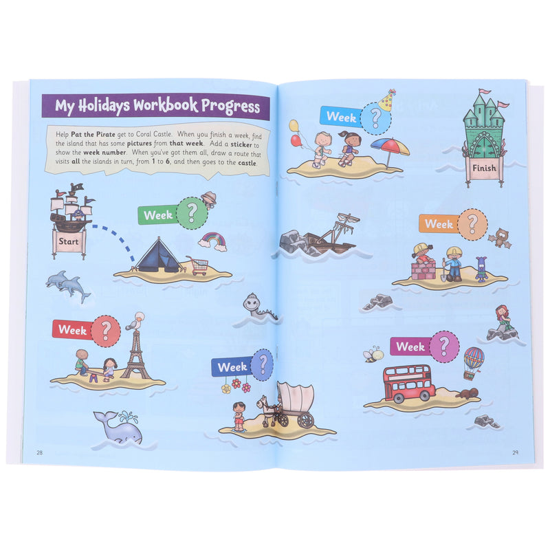 CGP Summer Holidays Activity Workbook (For kids between Reception to Year 1) With 100+ Stickers 2 Books Set - Paperback