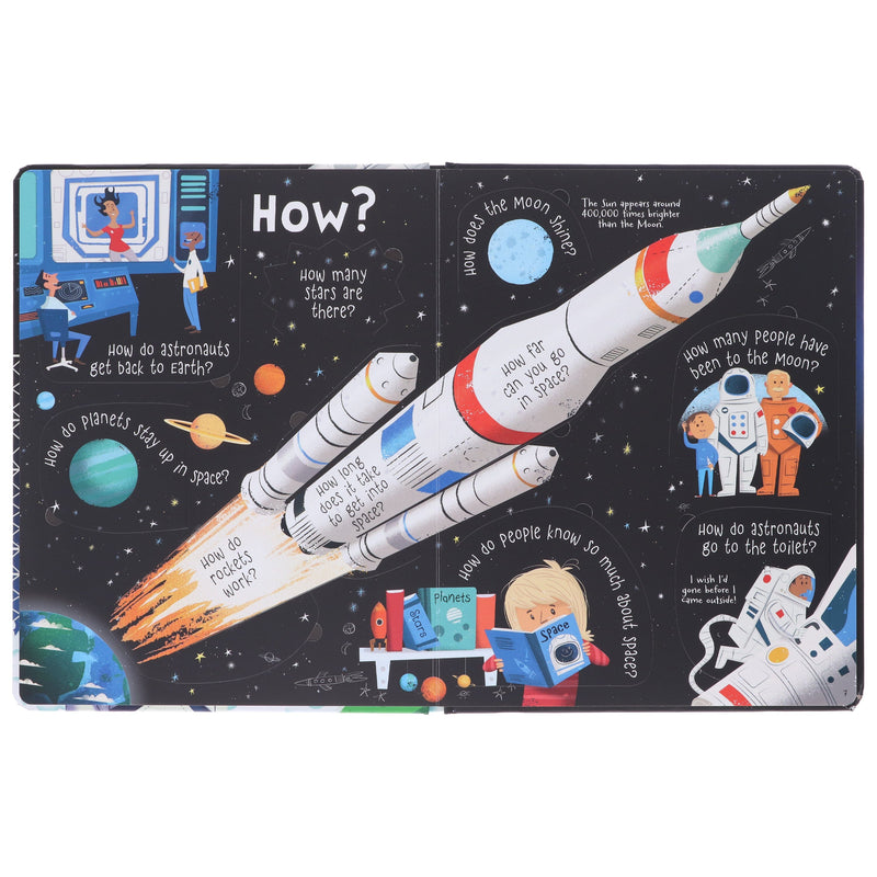 Usborne: Lift-the-Flap Questions and Answers About Space by Katie Daynes - Ages 5+ - Board Book 5-7 Usborne Publishing Ltd