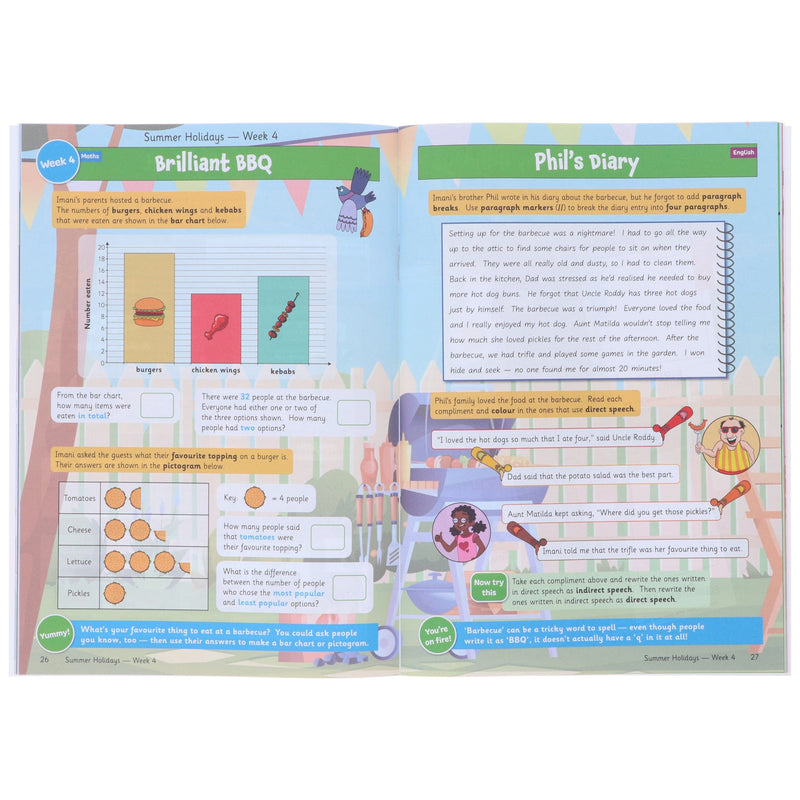 CGP Summer Holidays Activity Workbook (For kids between Year 4 & Year 5) 2 Books Set - Paperback 7-9 Coordination Group Publications Ltd (CGP)