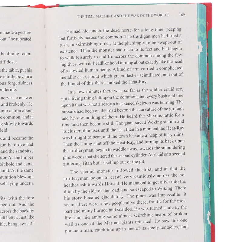 The Time Machine & The War of The Worlds by H. G. Wells (Deluxe Edition) - Sprayed Edge Hardback Fiction Wilco Books