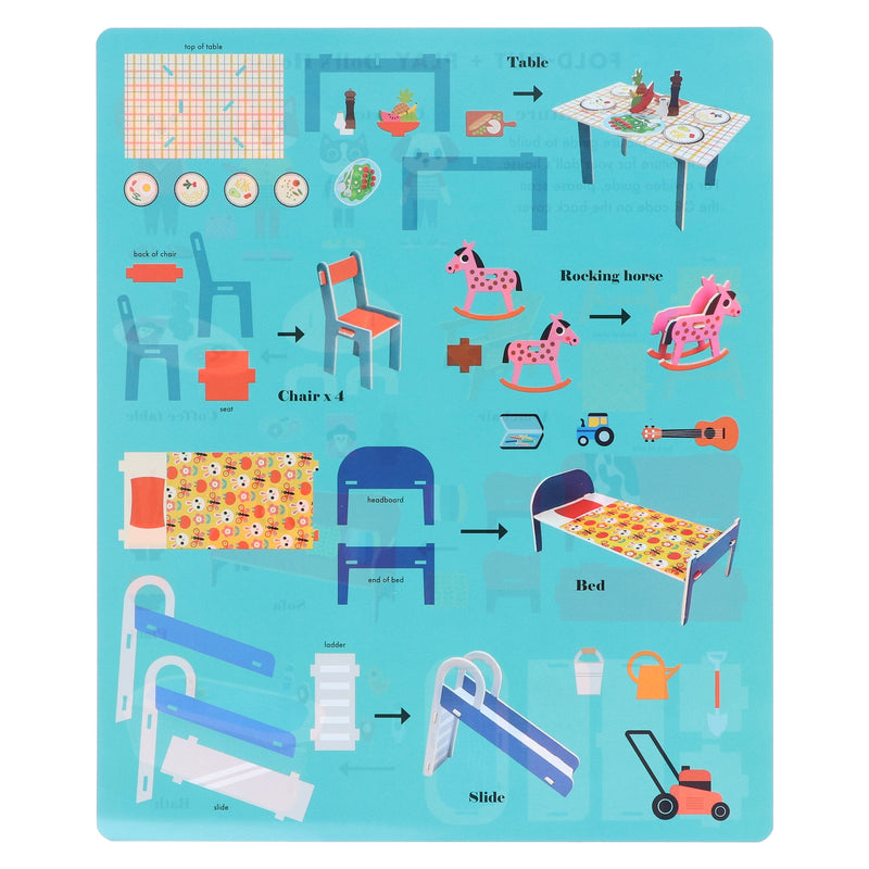 Fold-Out + Play: Doll's House: Build your own 3D house with interactive play pieces and stickers by Ingela P Arrhenius - Ages 4-7 - Board Book 3-5 Nosy Crow Ltd