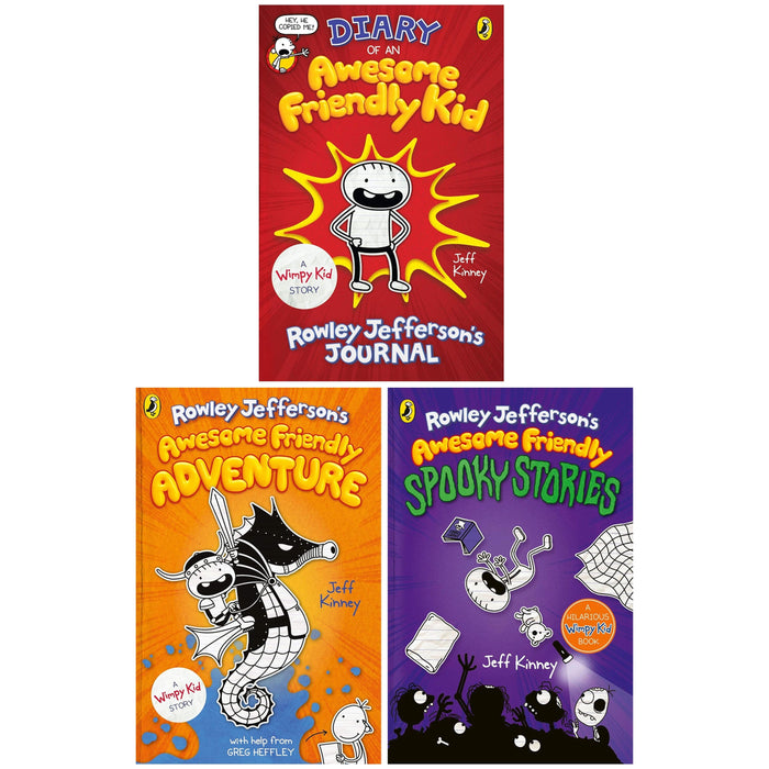 Diary of an Awesome Friendly Kid Collection 3 Book Set by Jeff Kinney (Book 1-3) - Ages 7-12 - Paperback 7-9 Penguin Random House