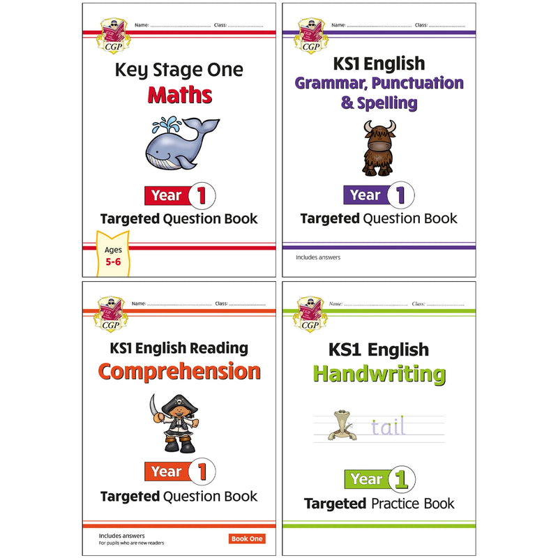 CGP KS1 Year 1 Targeted Question 6 Books Collection Set - Ages 5-6 - Paperback 5-7 Coordination Group Publications Ltd (CGP)