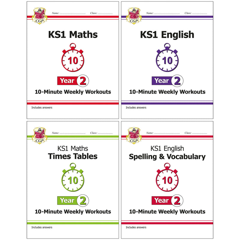 CGP KS2 (Year 3)10-Minute Weekly Workouts Collection 4 Books Set - Ages 7-11 - Paperback 7-9 Coordination Group Publications Ltd (CGP)