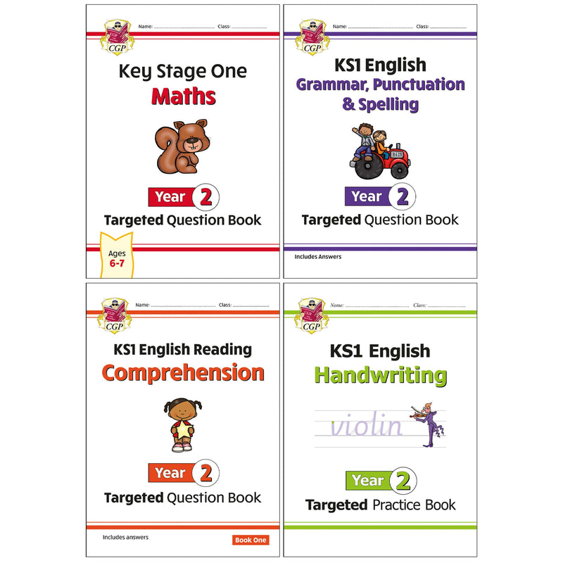 CGP KS1 Year 2 Targeted Question Bundle 6 Books Collection Set - Ages 6-7 - Paperback 5-7 Coordination Group Publications Ltd (CGP)