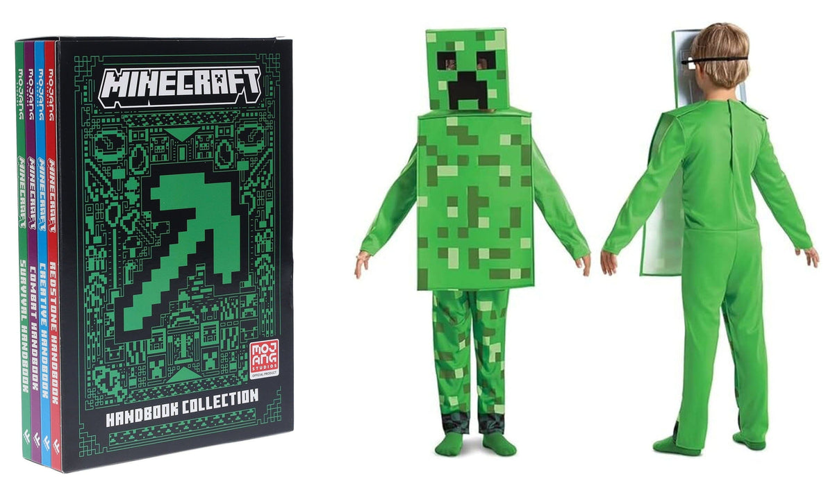 Minecraft Handbook Collection by Mojang AB 4 Books Set With Minecraft Creeper Costume for Kids 9-14 HarperCollins Publishers