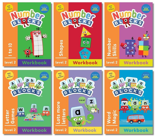 Numberblocks and Alphablocks Orange Level 2 Collection 6 Workbooks Set With Fun Stickers - Ages 3-5 - Paperback 3-5 Sweet Cherry Publishing