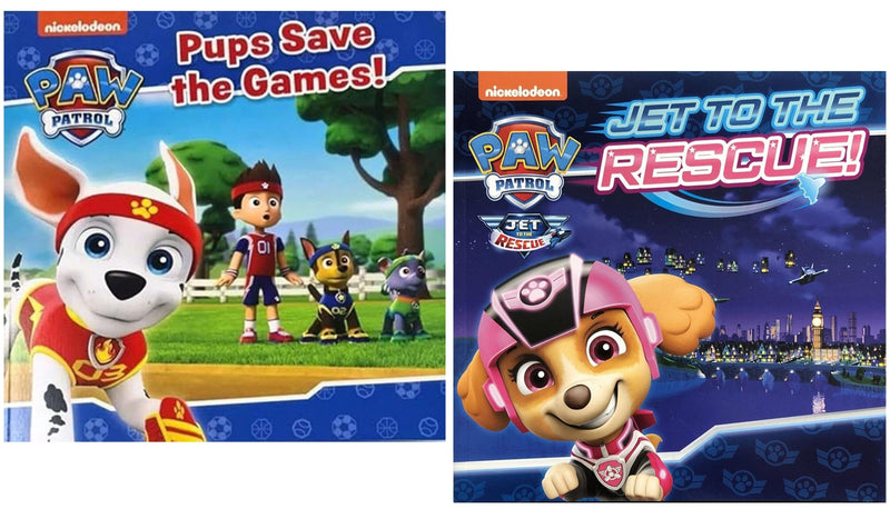 Paw Patrol Picture Story Book Collection (PUPS SAVE THE GAMES! & JET TO THE RESCUE!) 2 Books Set - Ages 3-5 - Paperback 3-5 HarperCollins Publishers