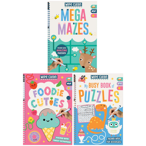 Wipe Clean: Kids' Holiday Travel Pack Assortment 3 Activity Books Collection Set - Ages 4+ - Paperback 3-5 Make Believe Ideas