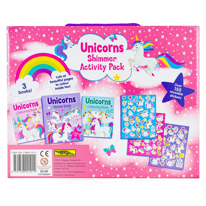 Unicorns Shimmer Activity Pack Colouring Books & Stickers 3 Books Collection Set - Ages 3+ - Paperback 0-5 Alligator Books