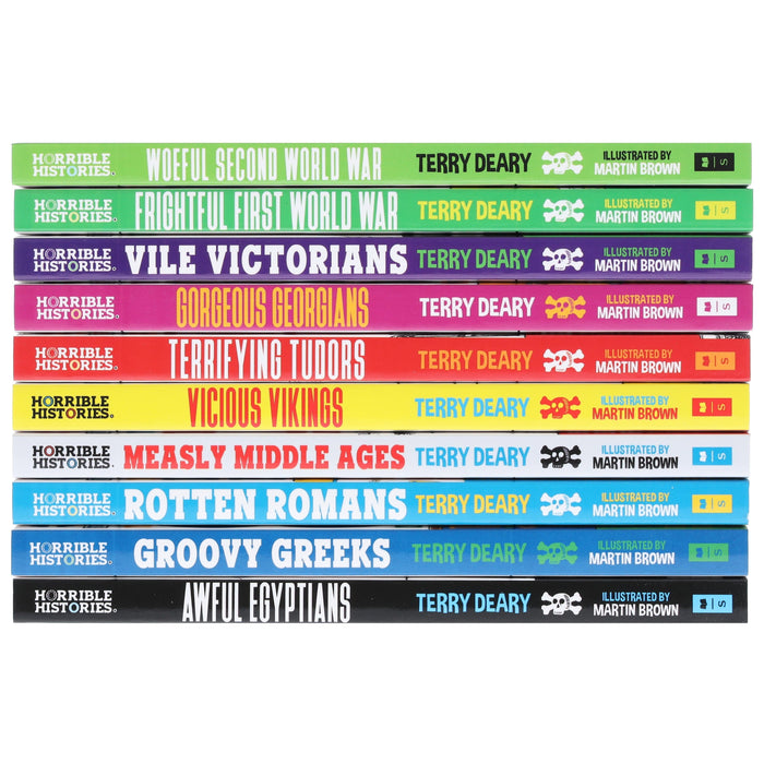 Horrible Histories Savage 10 Book Collection Set By Terry Deary - Ages 8-12 - Paperback 9-14 Scholastic