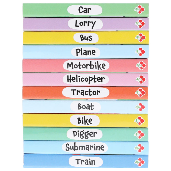 A Case of Cool Vehicles: 12 Title Board Book Collection Carry Case - Ages 3+ - Board Book 3-5 Sweet Cherry Publishing