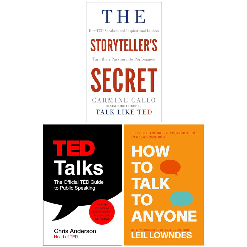 How to Talk to Anyone, TED Talks & The Storyteller's Secret 3 Books Collection Set - Non Fiction - Paperback Non-Fiction Various