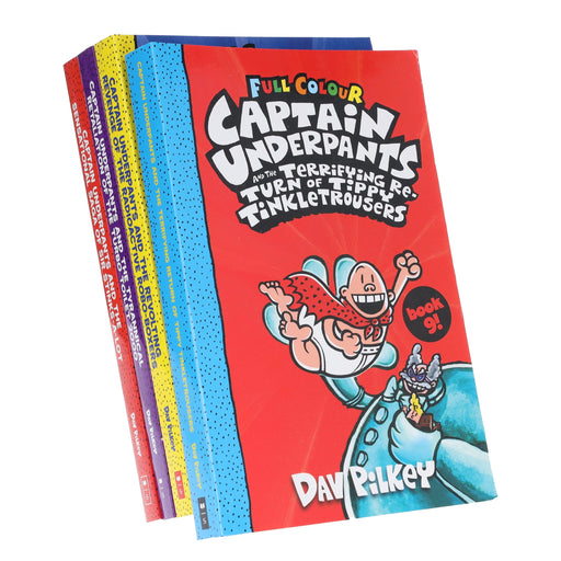Captain Underpants Full Colour Series (Book 9-12) Collection by Dav Pilkey 4 Books Set - Ages 7-11 - Paperback Graphic Novels Scholastic