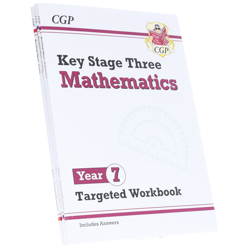 CGP KS3 (Year 7) Targeted Workbook Bundle (Includes Answers) 4 Books Collection Set - Paperback 9-14 Coordination Group Publications Ltd (CGP)