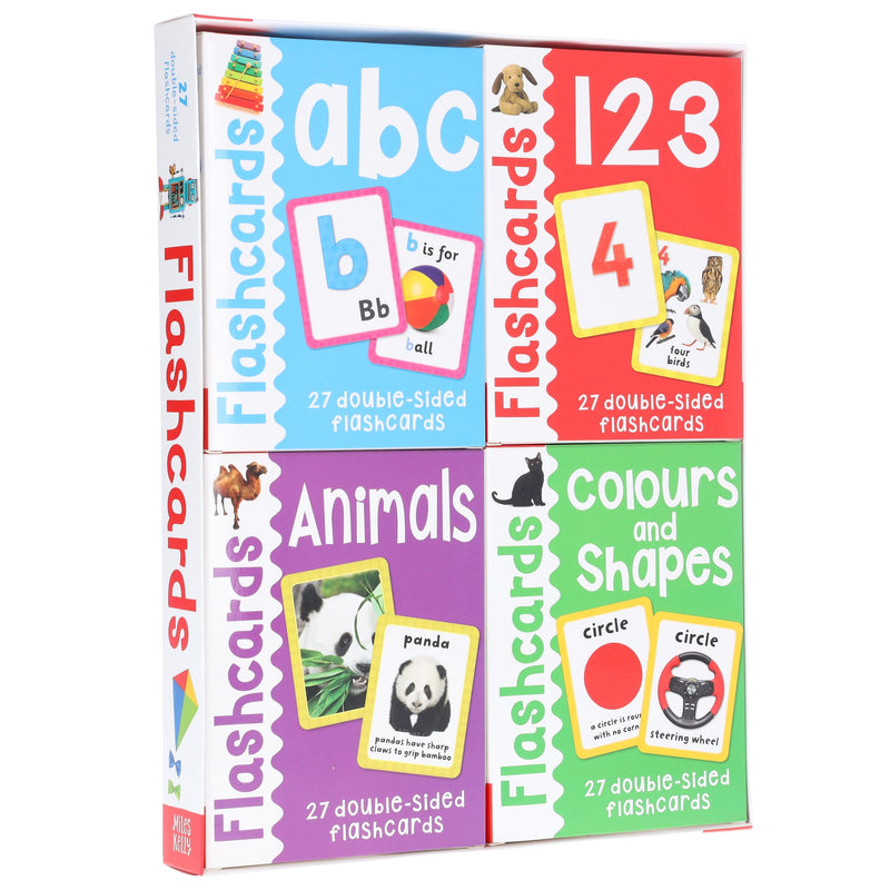 Flashcards Tray: Four Sets of 27 Double-Sided Flashcards (Get Set Go) - Ages 3+ - Cards 3-5 Miles Kelly Publishing Ltd