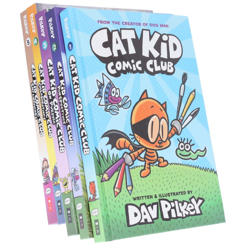 Cat Kid Comic Club by Dav Pilkey 5 Books Collection Set - Graphic Novels - Ages 7-12 - Hardback Graphic Novels Scholastic