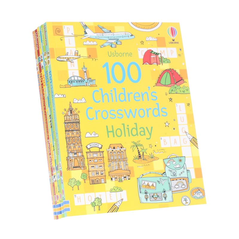 Usborne: 100 Children's Puzzles, Crosswords & Wordsearches by Phillip Clarke 5 books Collection Set - Ages 7+ - Paperback 7-9 Usborne Publishing Ltd