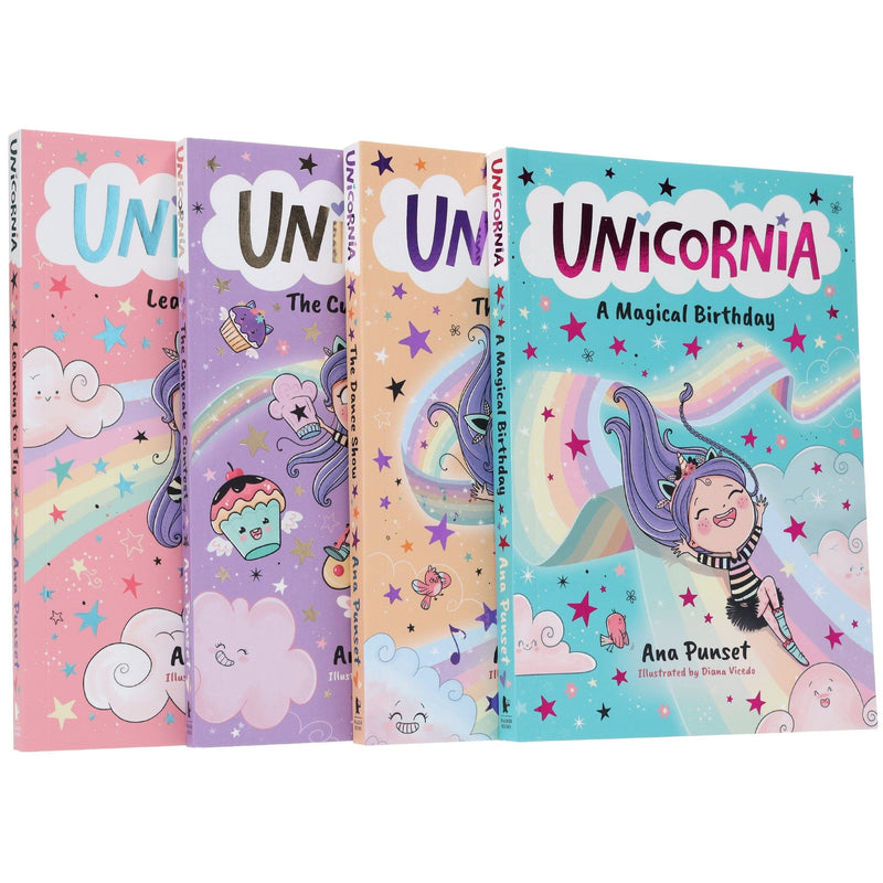 Unicornia Series: A Magical Unicorn School Fiction Story for Kids by Ana Punset Illustrated 4 Books Collection Set - Ages 5-10 - Paperback 5-7 Walker Books