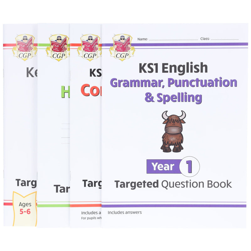 CGP KS1 (Year 1) Targeted Question and Practice 4 Books Collection Set - Ages 5-6 - Paperback 5-7 Coordination Group Publications Ltd (CGP)