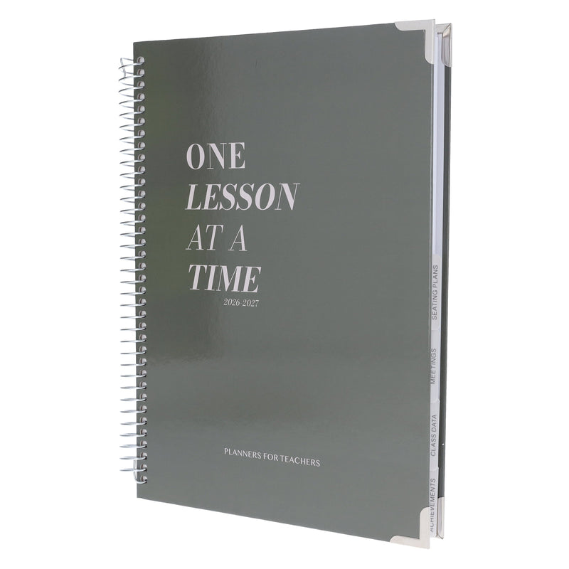 One Lesson At A Time 2026-2027 Teacher Planner - Olive Edition - Spiral Bound Hardback Non-Fiction PlannersForTeachers