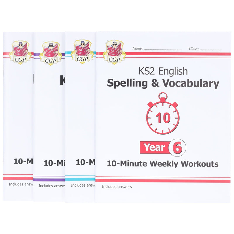 CGP KS2 (Year 6) 10-Minute Weekly Workouts Collection 4 Books Set - Paperback 7-9 Coordination Group Publications Ltd (CGP)