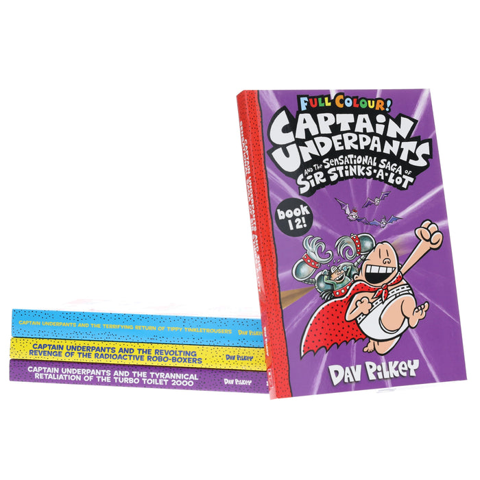 Captain Underpants Full Colour Series (Book 9-12) Collection by Dav Pilkey 4 Books Set - Ages 7-11 - Paperback Graphic Novels Scholastic