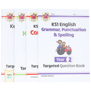 CGP KS1 (Year 2) Targeted Question and Practice Bundle 4 Books Collection Set - Ages 6-7 - Paperback 5-7 Coordination Group Publications Ltd (CGP)