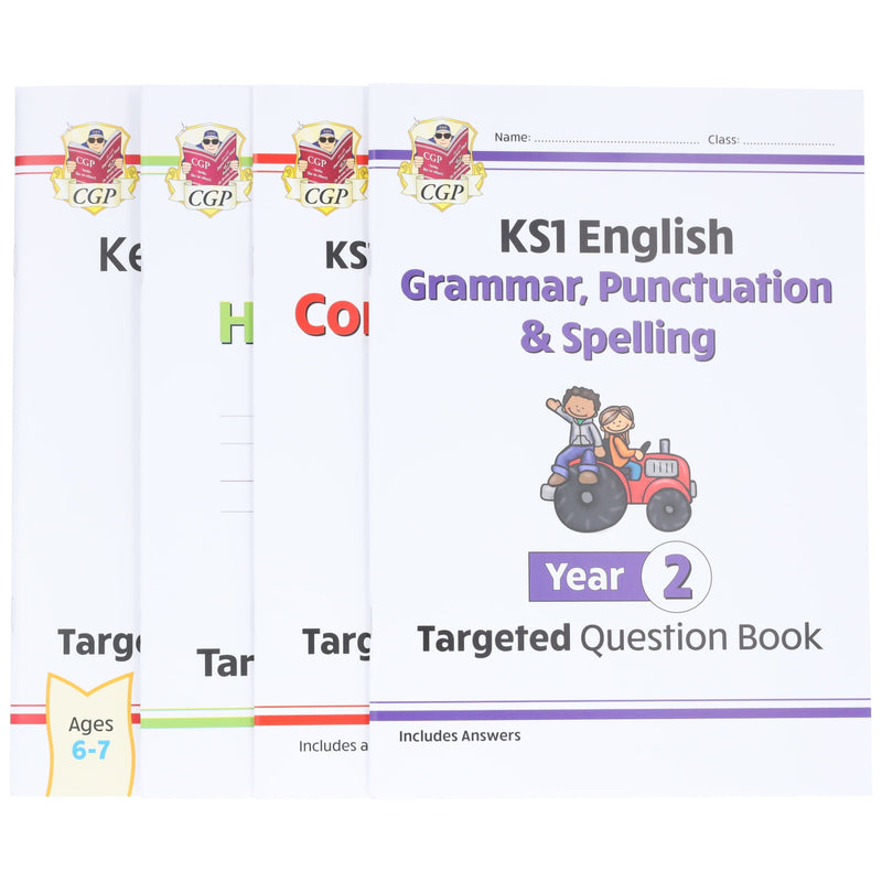 CGP KS1 (Year 2) Targeted Question and Practice Bundle 4 Books Collection Set - Ages 6-7 - Paperback 5-7 Coordination Group Publications Ltd (CGP)
