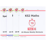 CGP KS2 (Year 4) 10-Minute Weekly Workouts Collection 4 Books Set - Ages 7-11 - Paperback 7-9 Coordination Group Publications Ltd (CGP)