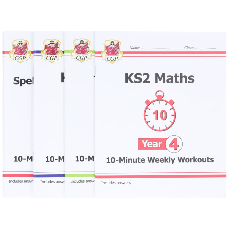 CGP KS2 (Year 4) 10-Minute Weekly Workouts Collection 4 Books Set - Ages 7-11 - Paperback 7-9 Coordination Group Publications Ltd (CGP)