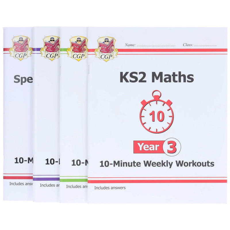 CGP KS2 (Year 3) 10-Minute Weekly Workouts Collection 4 Books Set - Ages 7-11 - Paperback 7-9 Coordination Group Publications Ltd (CGP)
