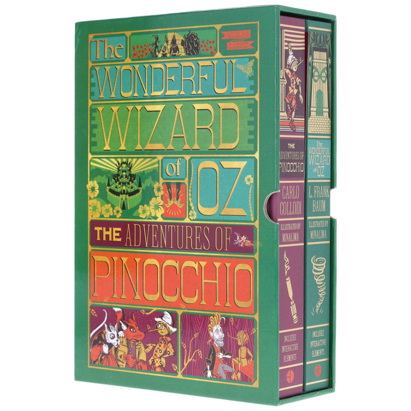 The Wonderful Wizard of Oz & The Adventures of Pinocchio (MinaLima Edition) by L. Frank Baum & Carlo Collodi 2 Books Box Set - Fiction - Hardback (Illustrated with Interactive Elements) Fiction HarperCollins Publishers