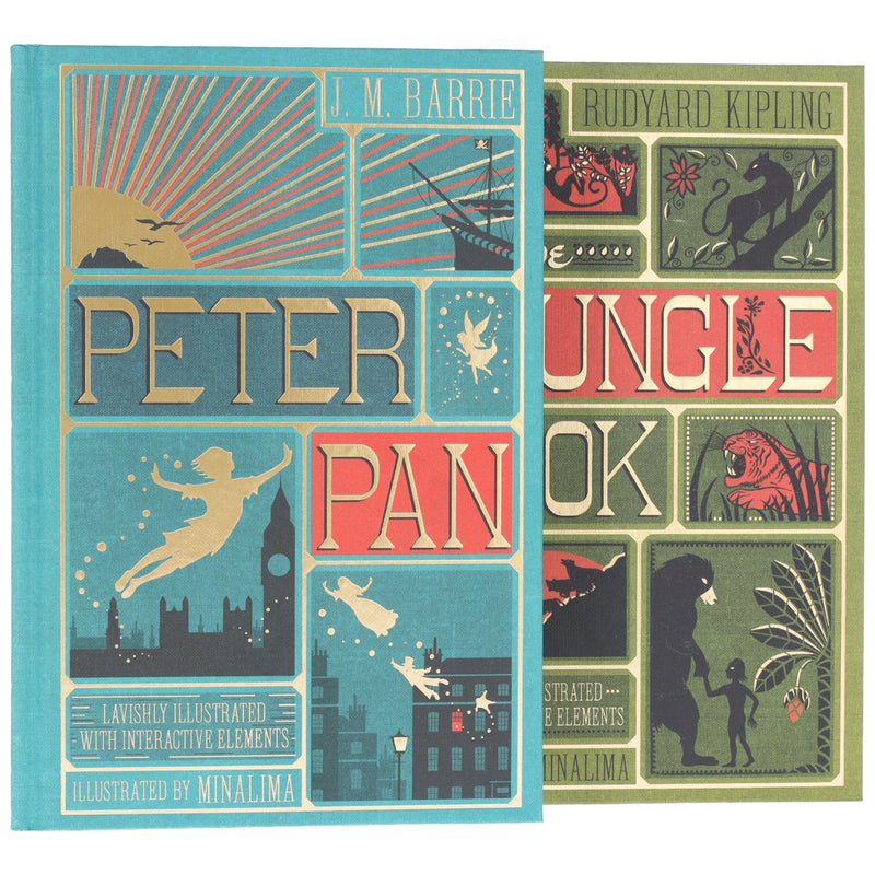 The Jungle Book & Peter Pan by Rudyard Kipling & J. M Barrie (Minalima Edition) 2 Books Collection Box Set - Ages 8+ - Hardback 9-14 HarperCollins Publishers