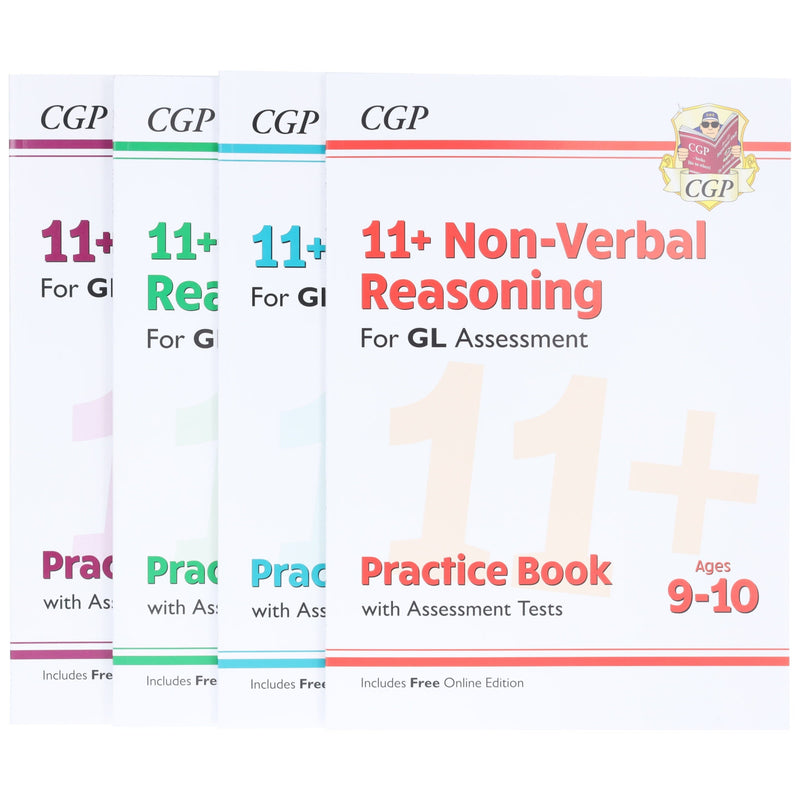 CGP 11+ Practice Book and Assessment Tests Bundle (for GL Assessment) 4 Books Set - Ages 9-10 - Paperback (Includes Free Online Edition) 9-14 Coordination Group Publications Ltd (CGP)
