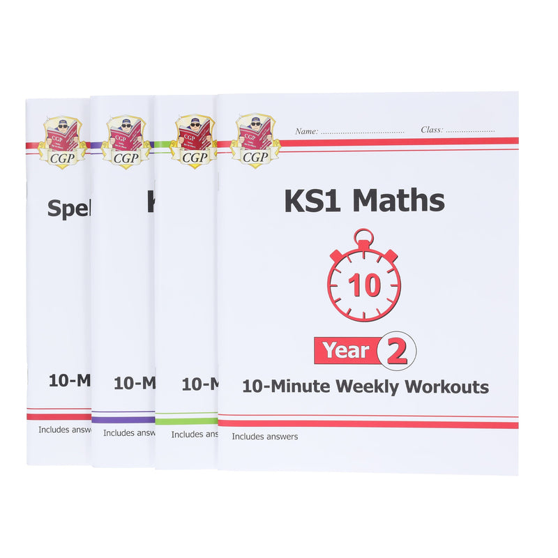CGP KS1 (Year 2) 10-Minute Weekly Workouts Collection 4 Books Set - Ages 5-7 - Paperback 5-7 Coordination Group Publications Ltd (CGP)