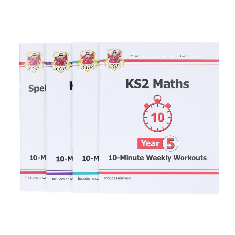 CGP KS2 (Year 5) 10-Minute Weekly Workouts Collection 4 Books Set - Ages 7-11 - Paperback 7-9 Coordination Group Publications Ltd (CGP)