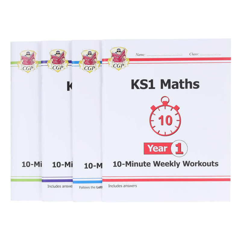 CGP KS1 (Year 1) 10-Minute Weekly Workouts Collection 4 Books Set - Ages 5-7 - Paperback 5-7 Coordination Group Publications Ltd (CGP)