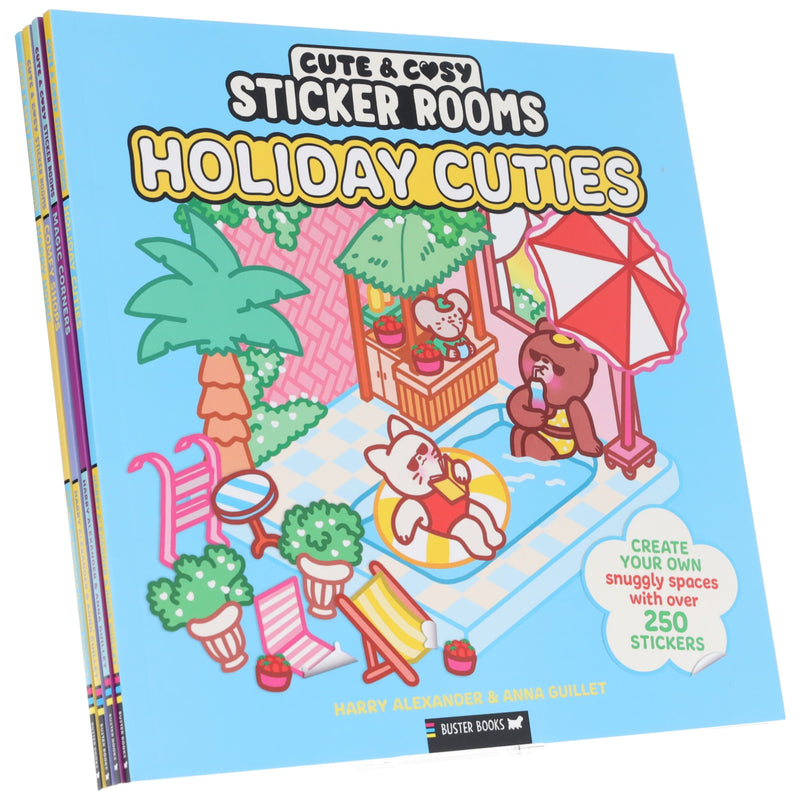 Cute & Cosy Sticker Rooms by Harry Alexander & Anna Guillet 4 Activity Books Set - Ages 6+ - Paperback 7-9 Buster Books
