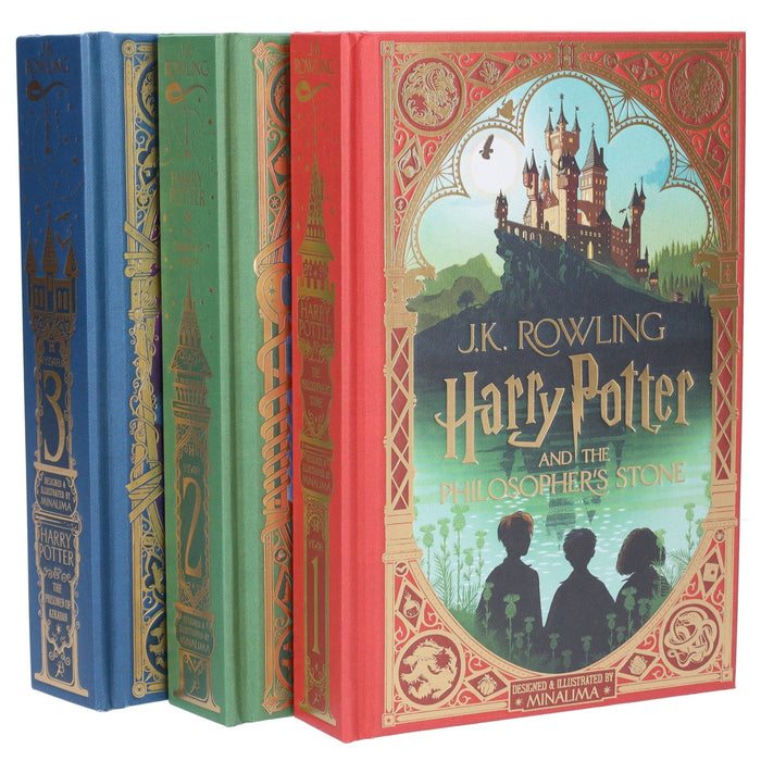 Harry Potter MinaLima Edition by J.K. Rowling 3 Books Illustrated Collection Set - Ages 7-11 - Hardback 7-9 Bloomsbury Publishing PLC