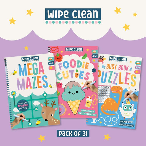 Wipe Clean: Kids' Holiday Travel Pack Assortment 3 Activity Books Collection Set - Ages 4+ - Paperback 3-5 Make Believe Ideas