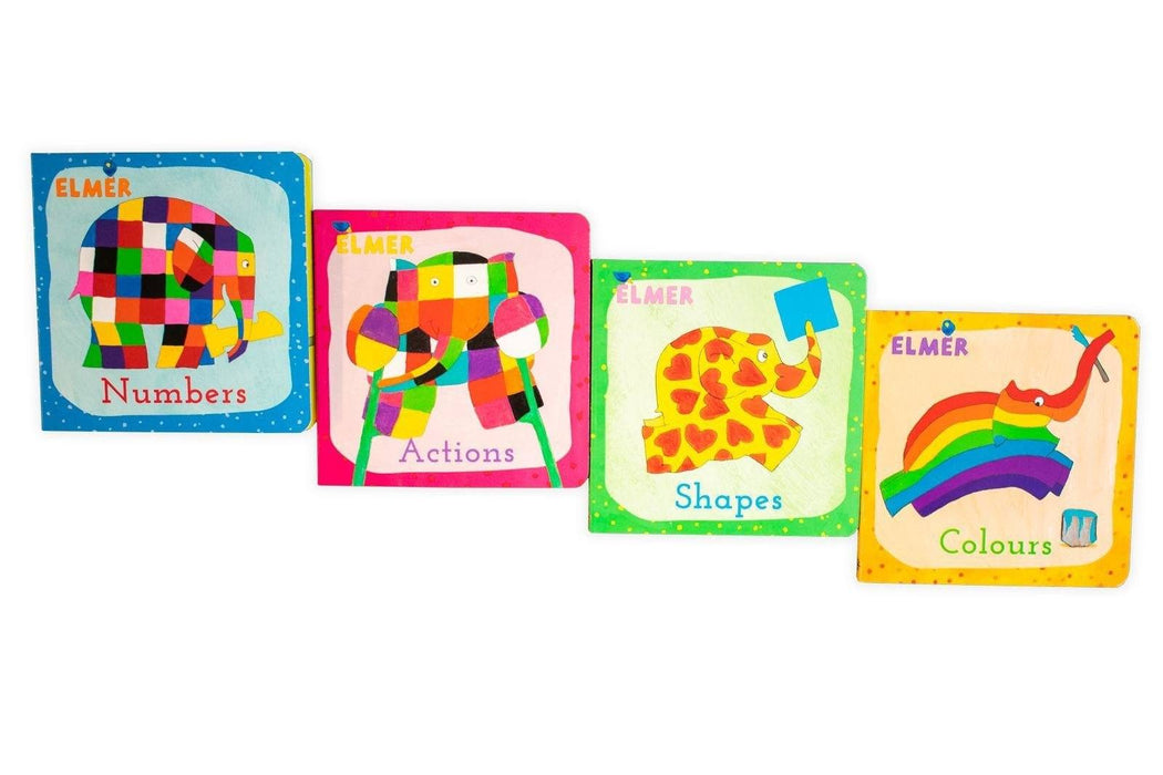 Learn with Elmer 4 Book Collection - Ages 0-5 - Board Books - David McKee 0-5 Anderson Press