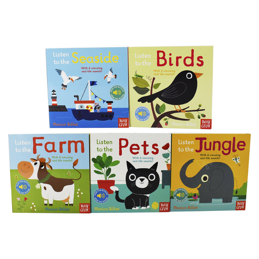 Listen to the Animal Birds with 6 Amazing Real life Sounds 5 Books By Marion Billet- Board Books - Age 0-5 0-5 Nosy Crow Ltd