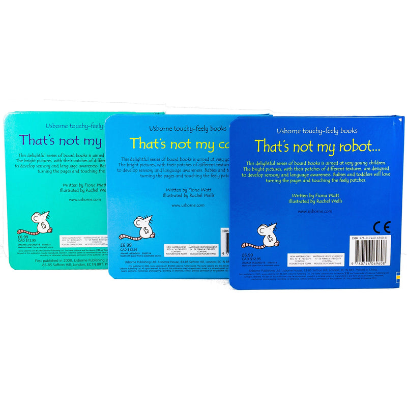 Touchy Feely Robot Car Plane 3 Books - Ages 0-5 - Hardback - Usborne 0-5 Usborne Publishing