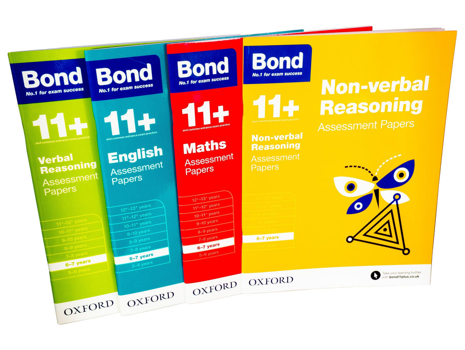 Bond 11+ Maths English Assessment Papers 6-7 years 4 Books -Paperback - Oxford 5-7 Oxford