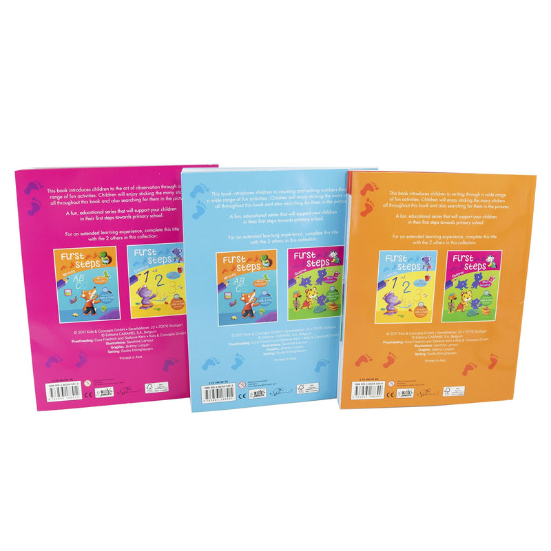 First Steps Counting Writing and Observe 3 Books with Sticker and plenty of look & find activities - Paperback-Age 5-7 5-7 Kids Concepts