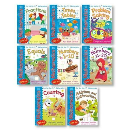 Get Set Go Mathematics 8 Books Wipe Clean Activity Book Set With Poster - Paperback - Age 4-7 5-7 Miles Kelly Publishing