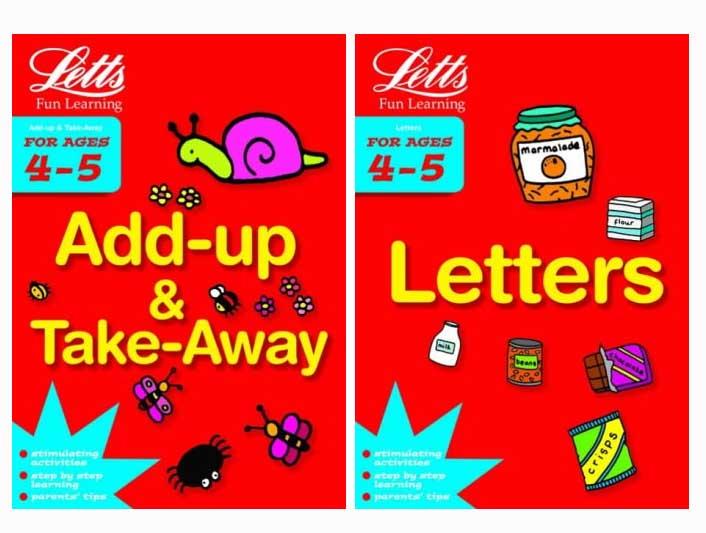 Letts Fun Learning For Ages 4-5 Letters and Add ups Early Stage 2 Books Collection - Paperback 5-7 Harper Collin