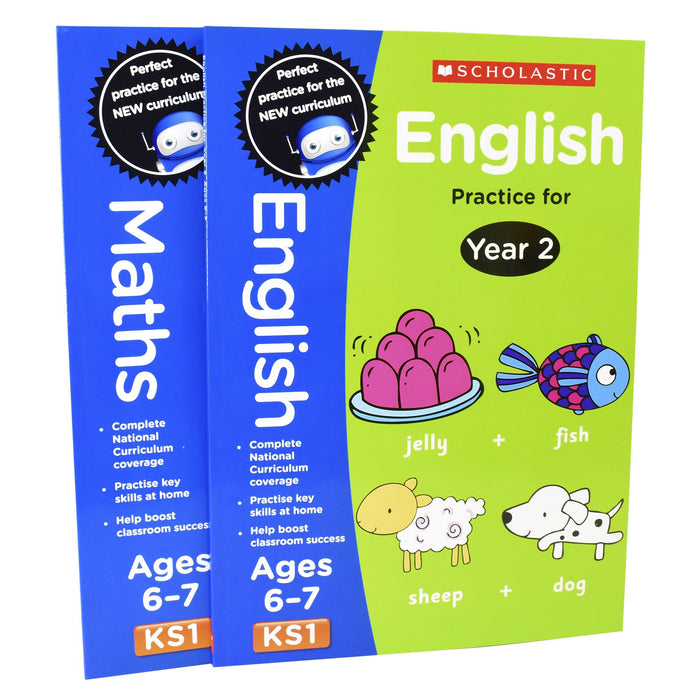 Perfect Practice KS1 English and Maths Year 2 - 2 Books For Age 6-7 Years - Paperback 5-7 Scholastic